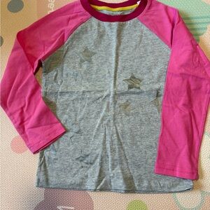 Mini Boden Pink and Gray Star Long Sleeve Tee